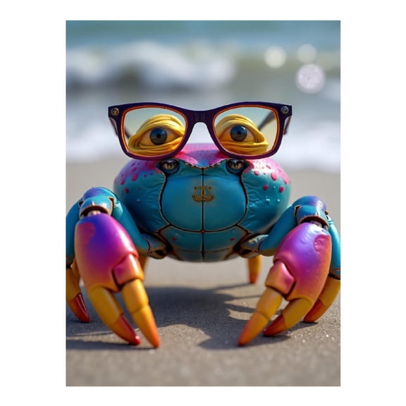 Diamond Art Kits for Adults - Cute Colorful Crab Print No.7 5D Frameless Dimond Painting Kit for Adults Beginner, Round Diamond Kits for Home Wall Decor, Gift for Women