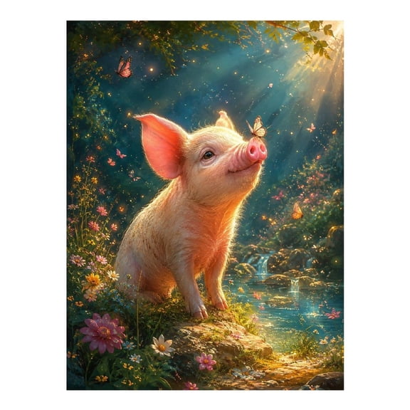 Diamond Art Kits for Adults - Cute Forest Pig 5d Diamond Painting for Adults, Frameless Diamond Art for Adults Beginners, Diamond Painting Kits for Adults for Home Wall Decor 12x16 In