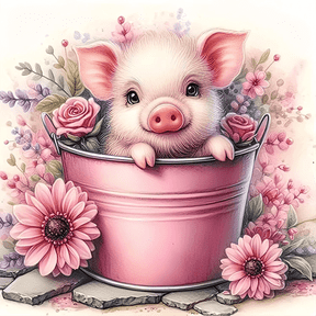 Diamond Art Kits for Adults, Cute Pig 5D Diamond Painting Kits Dots for Beginners, 5D DIY Paint by Diamonds, Full Drill Round Diamond Dot Gem Art Painting for Home Decor 11.8x11.8 inch