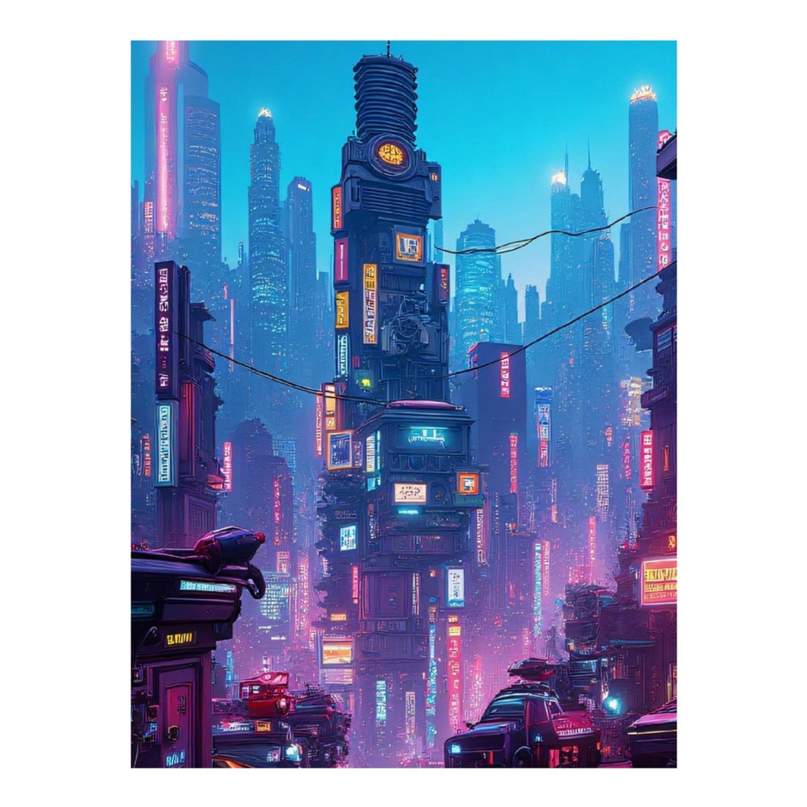 Diamond Art Kits for Adults - Cyberpunk Cityscape Print No.24 5D Frameless Dimond Painting Kit for Adults Beginner, Round Diamond Kits for Home Wall Decor, Gift for Women