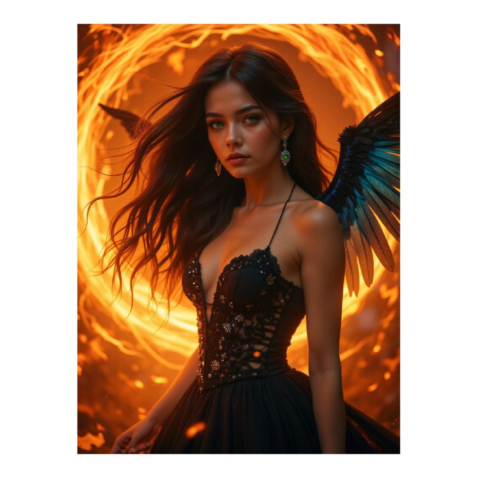 Diamond Art Kits for Adults, Dark Angel Fiery Wings 5D Diamond Painting Kits for Adults Beginners, DIY Full Drill Diamond Painting, Gem Art and Crafts 12x16