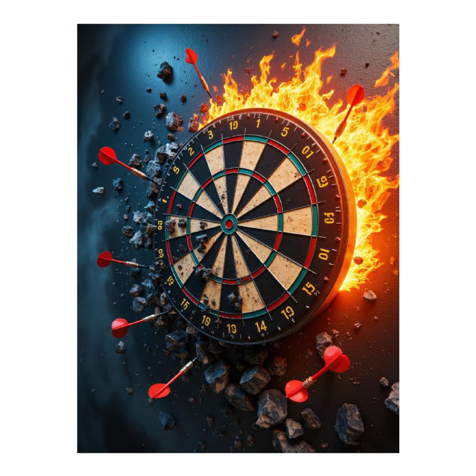 Diamond Art Kits for Adults, Dartboard Flames Impact Rocks Arrows 5D Diamond Painting Kits for Adults Beginners, DIY Full Drill Diamond Painting, Gem Art and Crafts 12x16