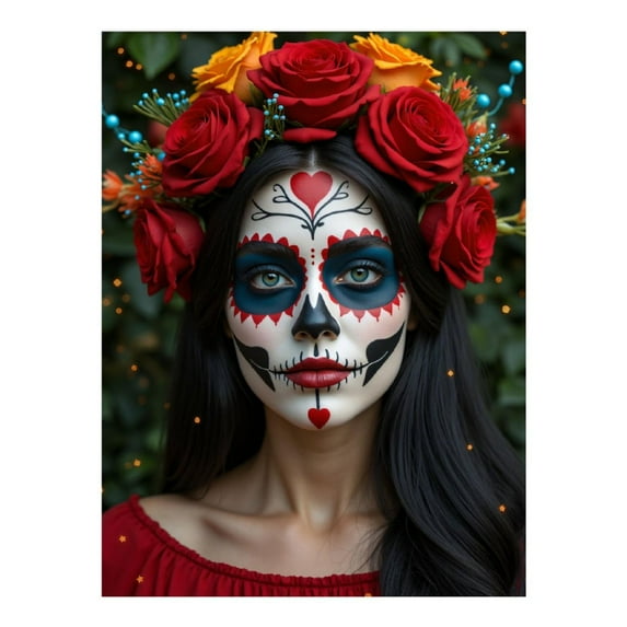Diamond Art Kits for Adults - Day Of The Dead Face Paint Flowers 5d Diamond Painting for Adults, Diamond Art for Adults Beginners, Frameless Diamond Painting Kits for Adults for Home Wall Decor
