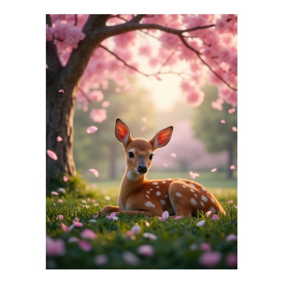 Diamond Art Kits for Adults, Deer Under Pink Blossoms 5D Diamond Painting Kits for Adults Beginners, DIY Full Drill Diamond Painting, Gem Art and Crafts 12x16