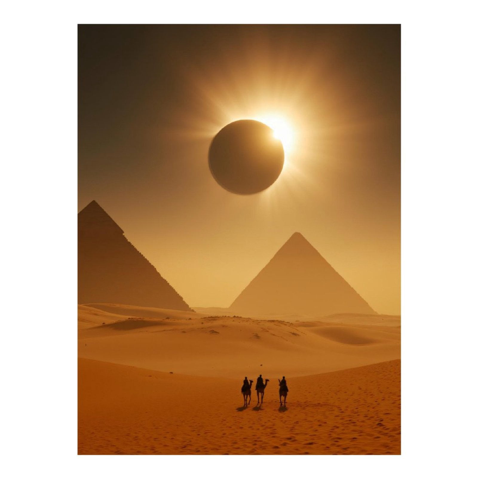 Diamond Art Kits for Adults, Desert Eclipse Pyramids Camels Silhouette 5D Diamond Painting Kits for Adults Beginners, DIY Full Drill Diamond Painting, Gem Art and Crafts 12x16