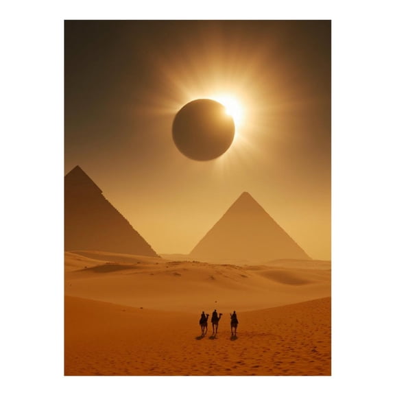 Diamond Art Kits for Adults, Desert Eclipse Pyramids Camels Silhouette 5D Diamond Painting Kits for Adults Beginners, DIY Full Drill Diamond Painting, Gem Art and Crafts 12x16