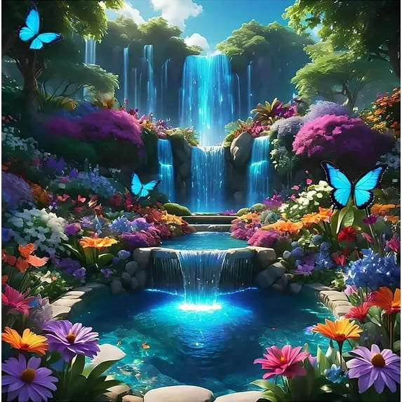 Diamond Art Kits for Adults, Diamond Painting Kit for Adults Beginner Diamond Art kit DIY Full Drill with Diamonds Gem Art for Home Wall Decor Waterfall13.8x13.8inch