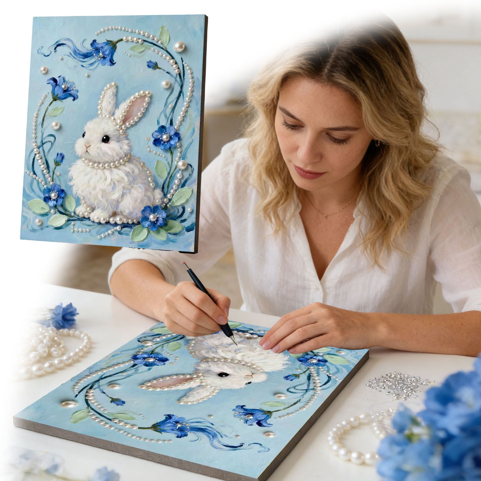 Diamond Art Kits for Adults, Diamond Painting Kit Cute Animal 3D Pearl Diamond Painting, Pearl Painting Kit DIY Pearl Art Canvas Craft Kit for Adults Home Wall DecorD