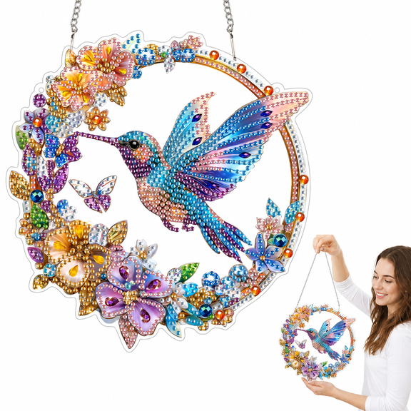 Diamond Art Kits for Adults, Special-Shaped Crystal Pearl Painting Pendant, DIY Craft Kit, Suncatcher Window Hanging Decor, Wall Art Holiday Gift
