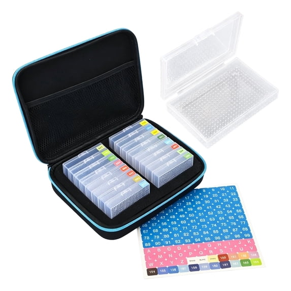 Diamond Art Kits for Adults Diamond Painting Organizer Kit Portable Storage Box with Trays & Lid Craft Supplies Holder for Beads Drill Sorting Travel & Home Organization,Blue