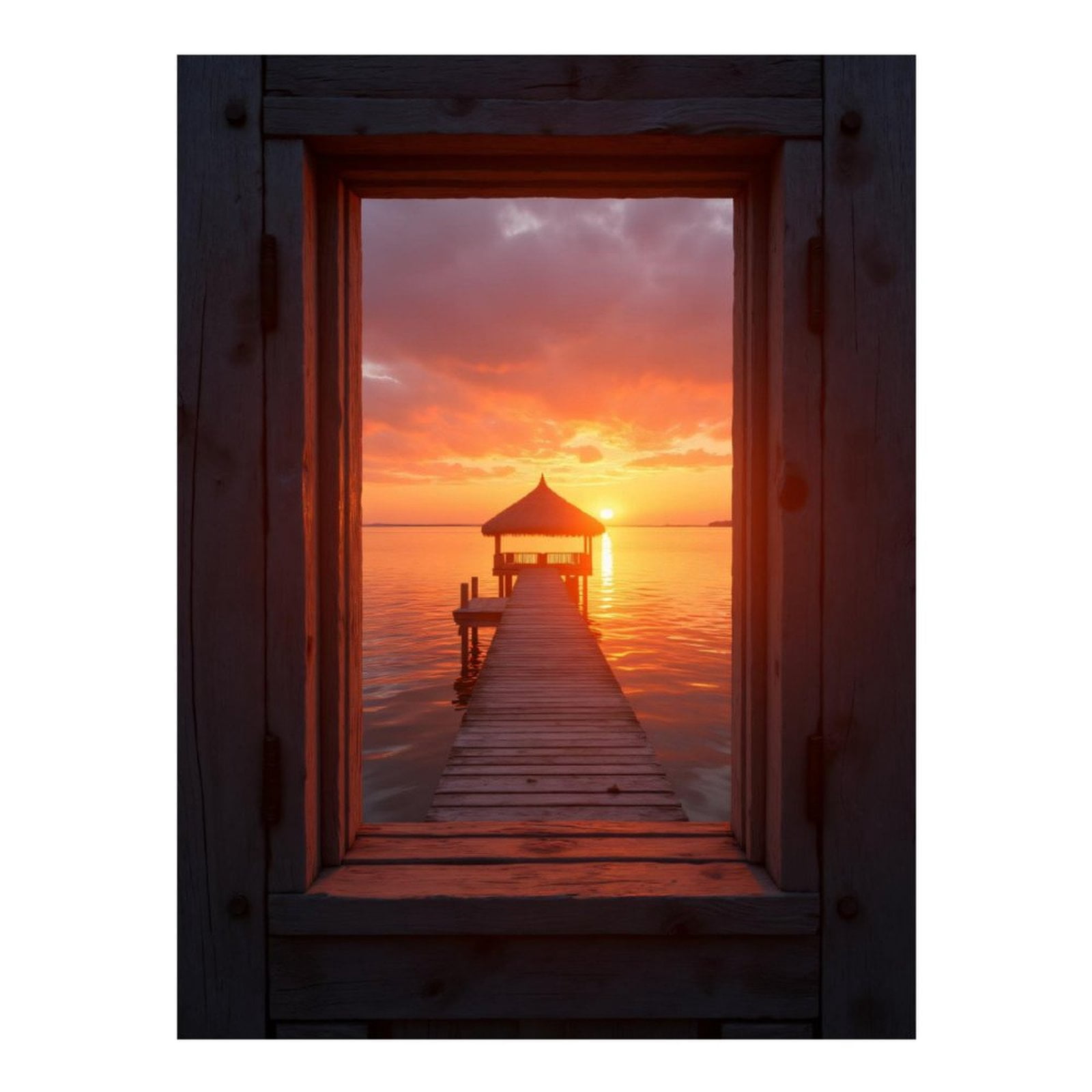 Diamond Art Kits for Adults - Dock Sunset Wooden Framed View 5d Diamond Painting for Adults, Diamond Art for Adults Beginners, Frameless Diamond Painting Kits for Adults for Home Wall Decor