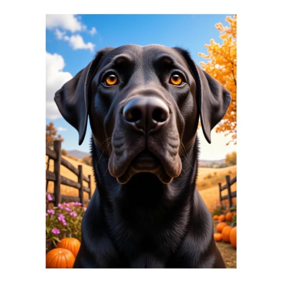 Diamond Art Kits for Adults, Dog Autumn Field Pumpkin Fence 5D Diamond Painting Kits for Adults Beginners, DIY Full Drill Diamond Painting, Gem Art and Crafts 12x16
