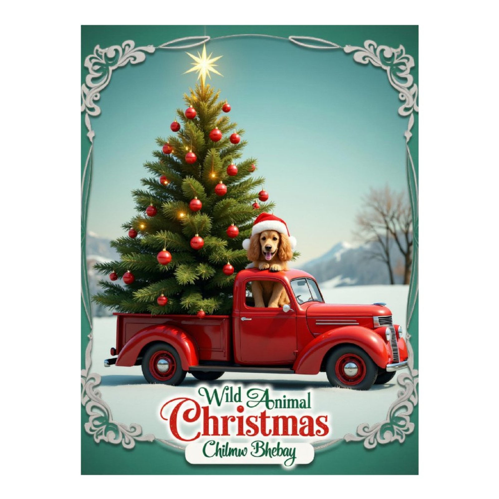 Diamond Art Kits for Adults, Dog Christmas Tree Red Truck Snow 5D Diamond Painting Kits for Adults Beginners, DIY Full Drill Diamond Painting, Gem Art and Crafts 12x16