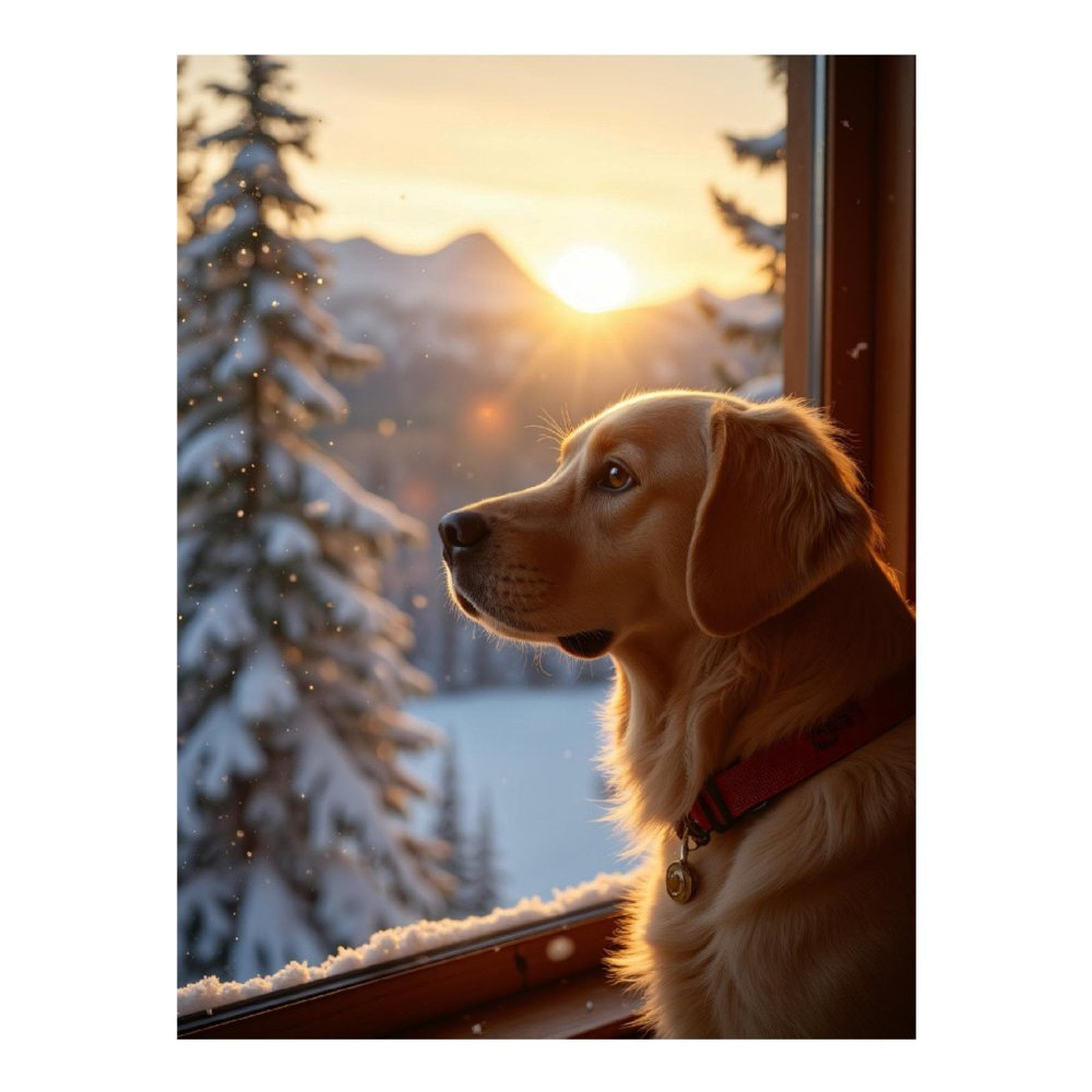 Diamond Art Kits for Adults, Dog Winter Sunset View Scene 5D Diamond Painting Kits for Adults Beginners, DIY Full Drill Diamond Painting, Gem Art and Crafts 12x16
