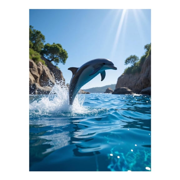 Diamond Art Kits for Adults, Dolphin Leaping Ocean Waves 5D Diamond Painting Kits for Adults Beginners, DIY Full Drill Diamond Painting, Gem Art and Crafts 12x16