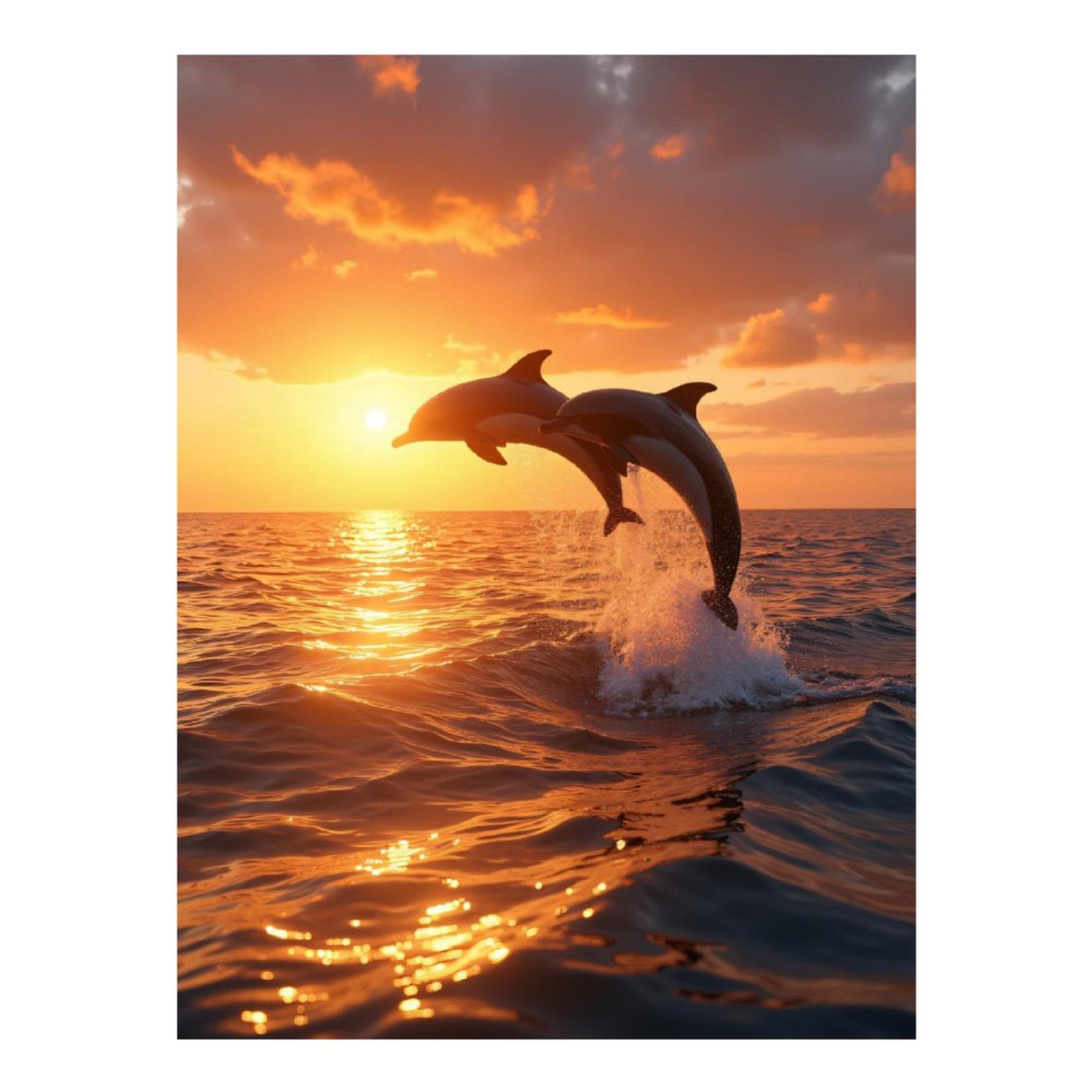 Diamond Art Kits for Adults - Dolphins Jumping Sunset Ocean Waves 5d Diamond Painting for Adults, Diamond Art for Adults Beginners, Frameless Diamond Painting Kits for Adults for Home Wall Decor