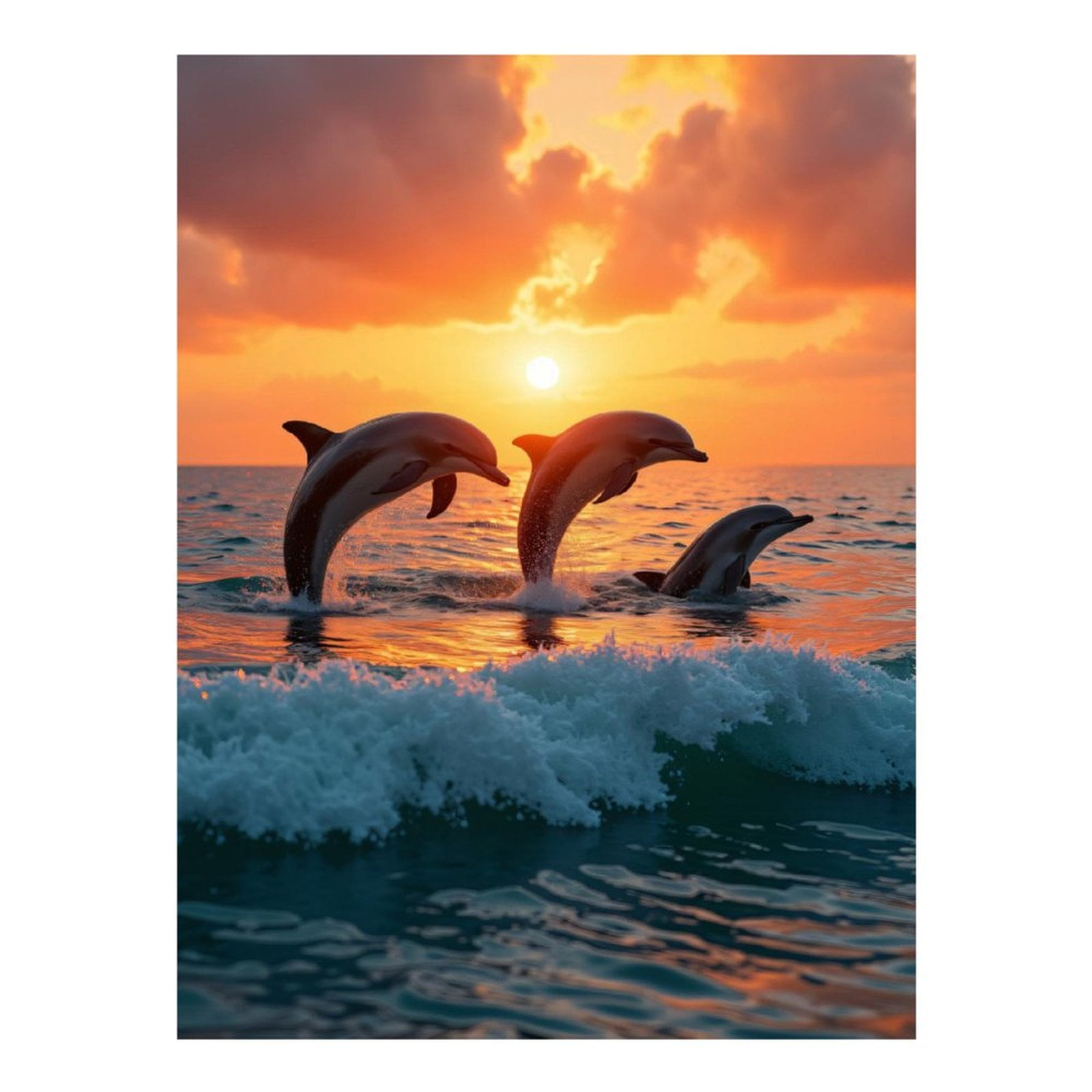Diamond Art Kits for Adults, Dolphins Sunset Ocean Waves 5D Diamond ...