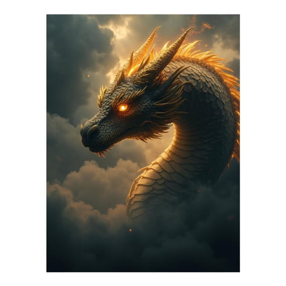 Diamond Art Kits for Adults, Dragon Flames Majestic Sky 5D Diamond Painting Kits for Adults Beginners, DIY Full Drill Diamond Painting, Gem Art and Crafts 12x16