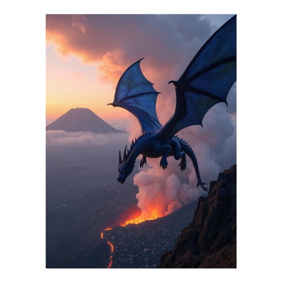 Diamond Art Kits for Adults, Dragon Soaring Over Volcanic Eruption 5D Diamond Painting Kits for Adults Beginners, DIY Full Drill Diamond Painting, Gem Art and Crafts 12x16