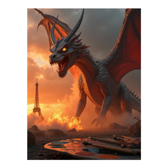 Diamond Art Kits for Adults, Dragon Sunset Paris Wings Fire 5D Diamond Painting Kits for Adults Beginners, DIY Full Drill Diamond Painting, Gem Art and Crafts 12x16
