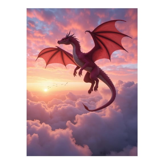 Diamond Art Kits for Adults, Dragon Sunset Sky Clouds Wings 5D Diamond Painting Kits for Adults Beginners, DIY Full Drill Diamond Painting, Gem Art and Crafts 12x16