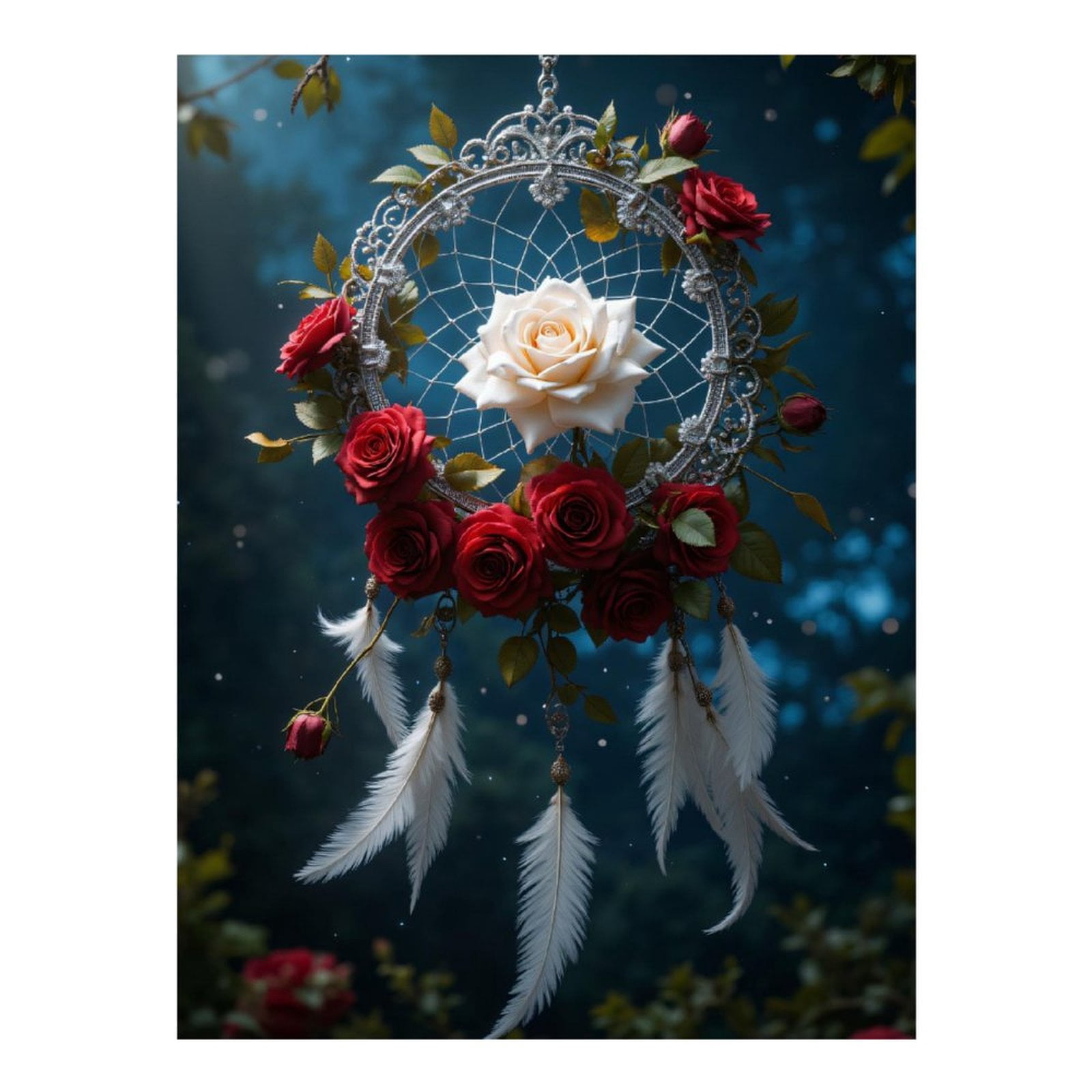 Diamond Art Kits for Adults, Dreamcatcher Rose Feathers Art Gem 5D Diamond Painting Kits for Adults Beginners, DIY Full Drill Diamond Painting, Gem Art and Crafts 12x16