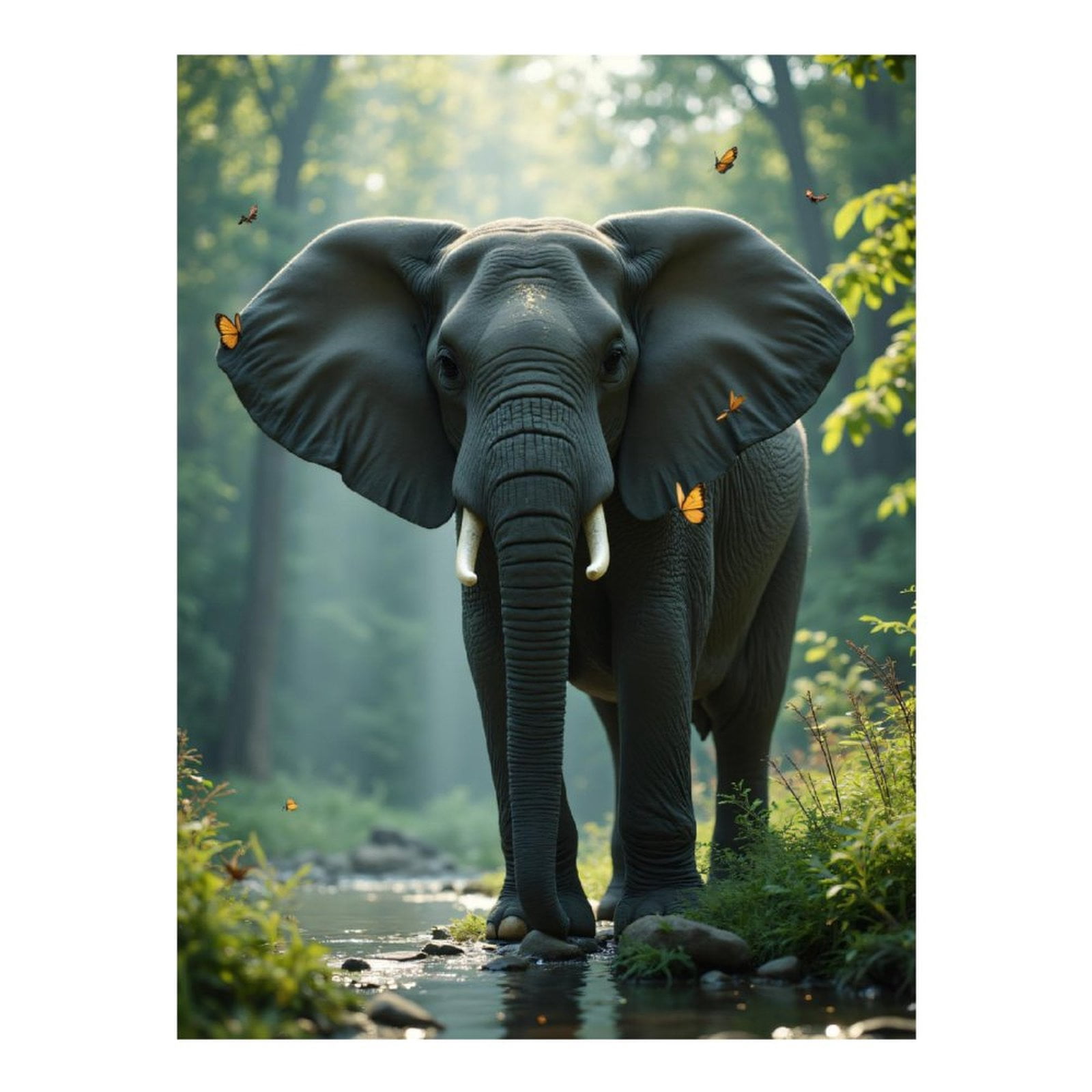 Diamond Art Kits for Adults, Elephant In Forest With Butterflies 5D Diamond Painting Kits for Adults Beginners, DIY Full Drill Diamond Painting, Gem Art and Crafts 12x16