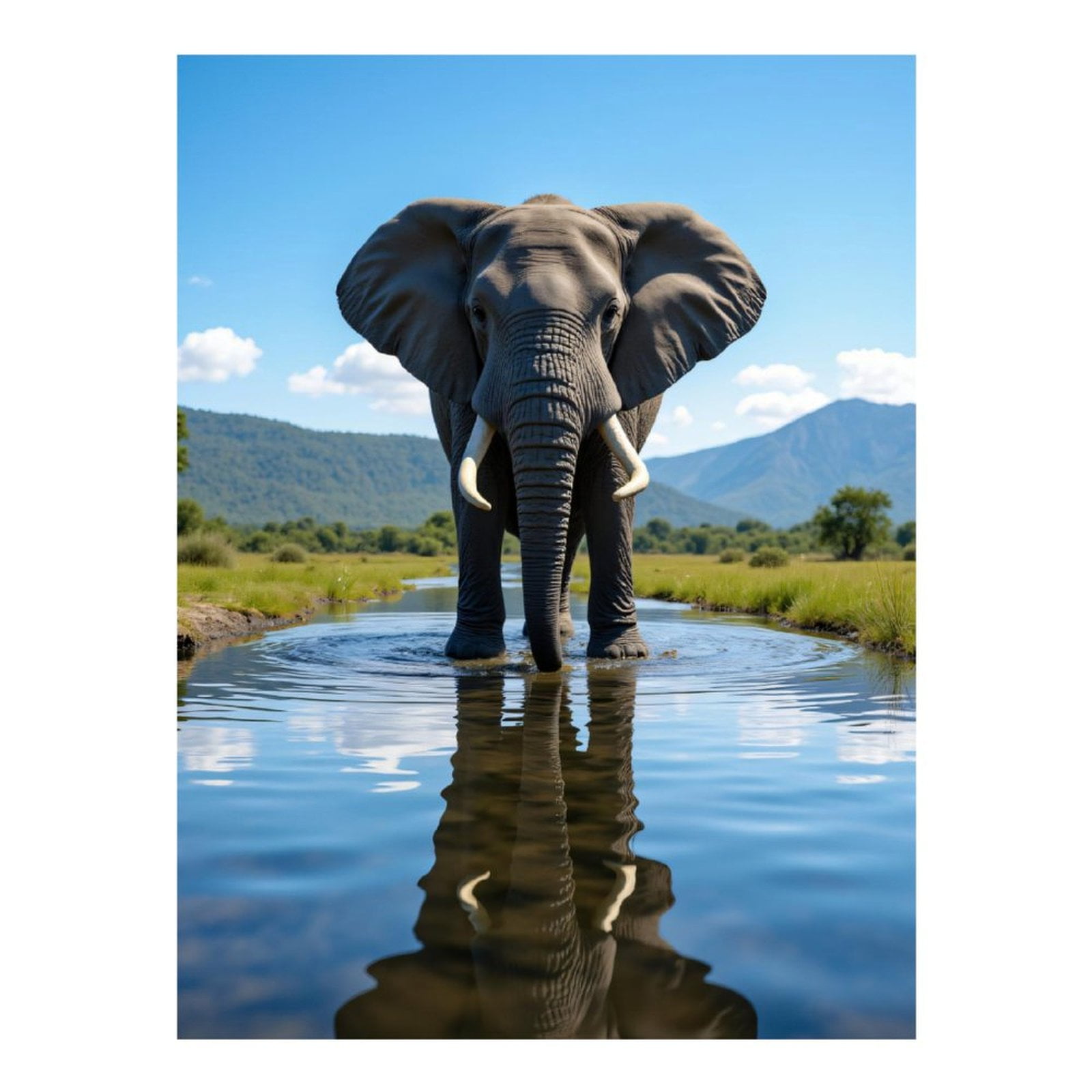 Diamond Art Kits for Adults, Elephant Reflection Serenity Water 5D Diamond Painting Kits for Adults Beginners, DIY Full Drill Diamond Painting, Gem Art and Crafts 12x16