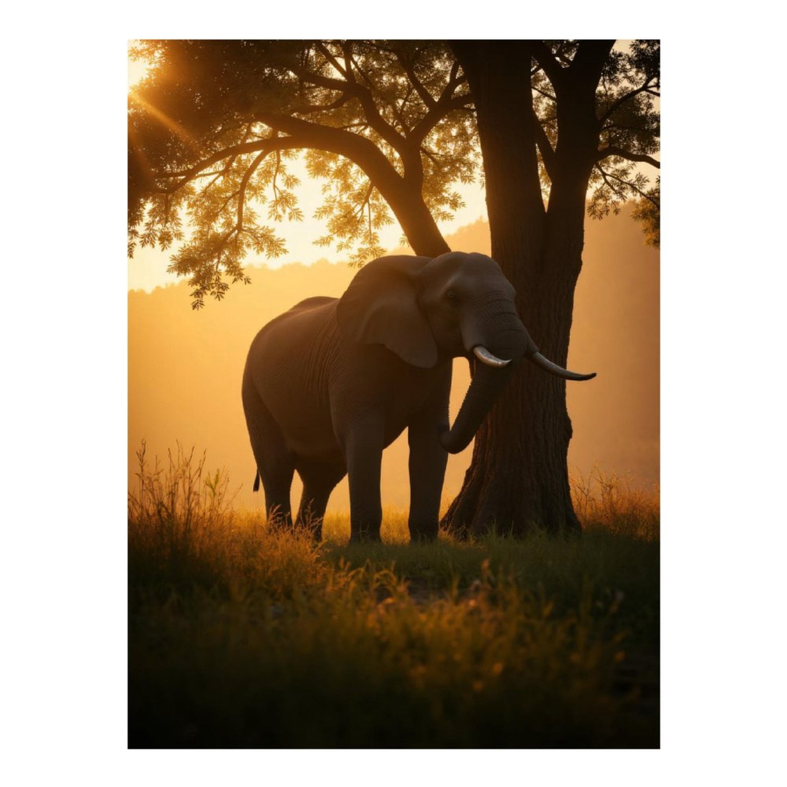 Diamond Art Kits for Adults, Elephant At Sunset Under Tree 5D Diamond Painting Kits for Adults Beginners, DIY Full Drill Diamond Painting, Gem Art and Crafts 12x16