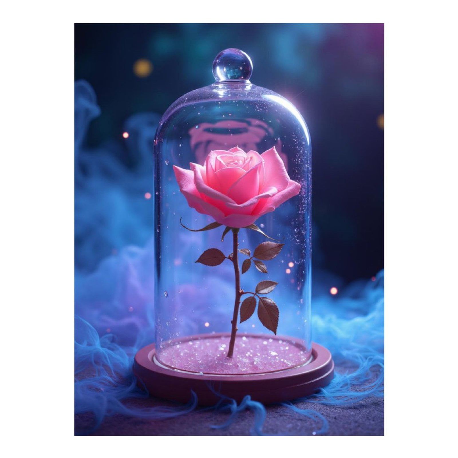 Diamond Art Kits for Adults, Enchanted Pink Rose Glass Display 5D Diamond Painting Kits for Adults Beginners, DIY Full Drill Diamond Painting, Gem Art and Crafts 12x16