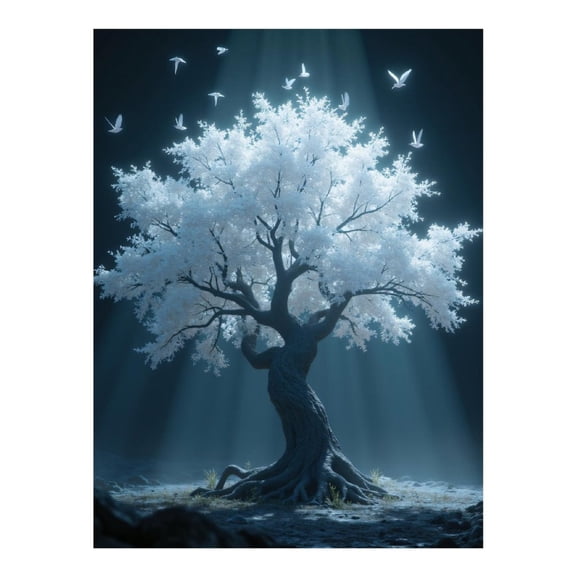 Diamond Art Kits for Adults, Ethereal Tree Birds Night Light 5D Diamond Painting Kits for Adults Beginners, DIY Full Drill Diamond Painting, Gem Art and Crafts 12x16