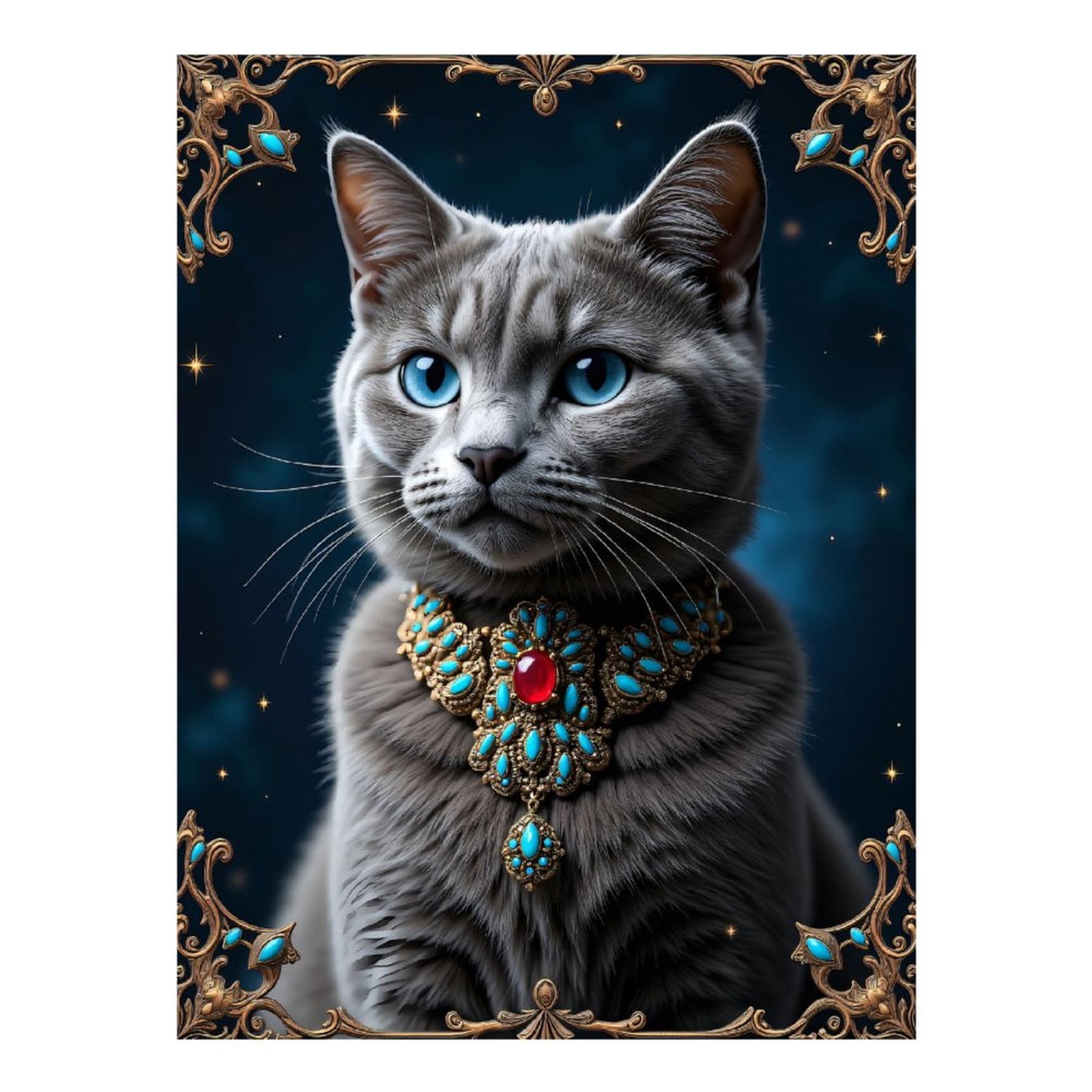 Diamond Art Kits for Adults, Exquisite Feline Jewelry Portrait 5D Diamond Painting Kits for Adults Beginners, DIY Full Drill Diamond Painting, Gem Art and Crafts 12x16