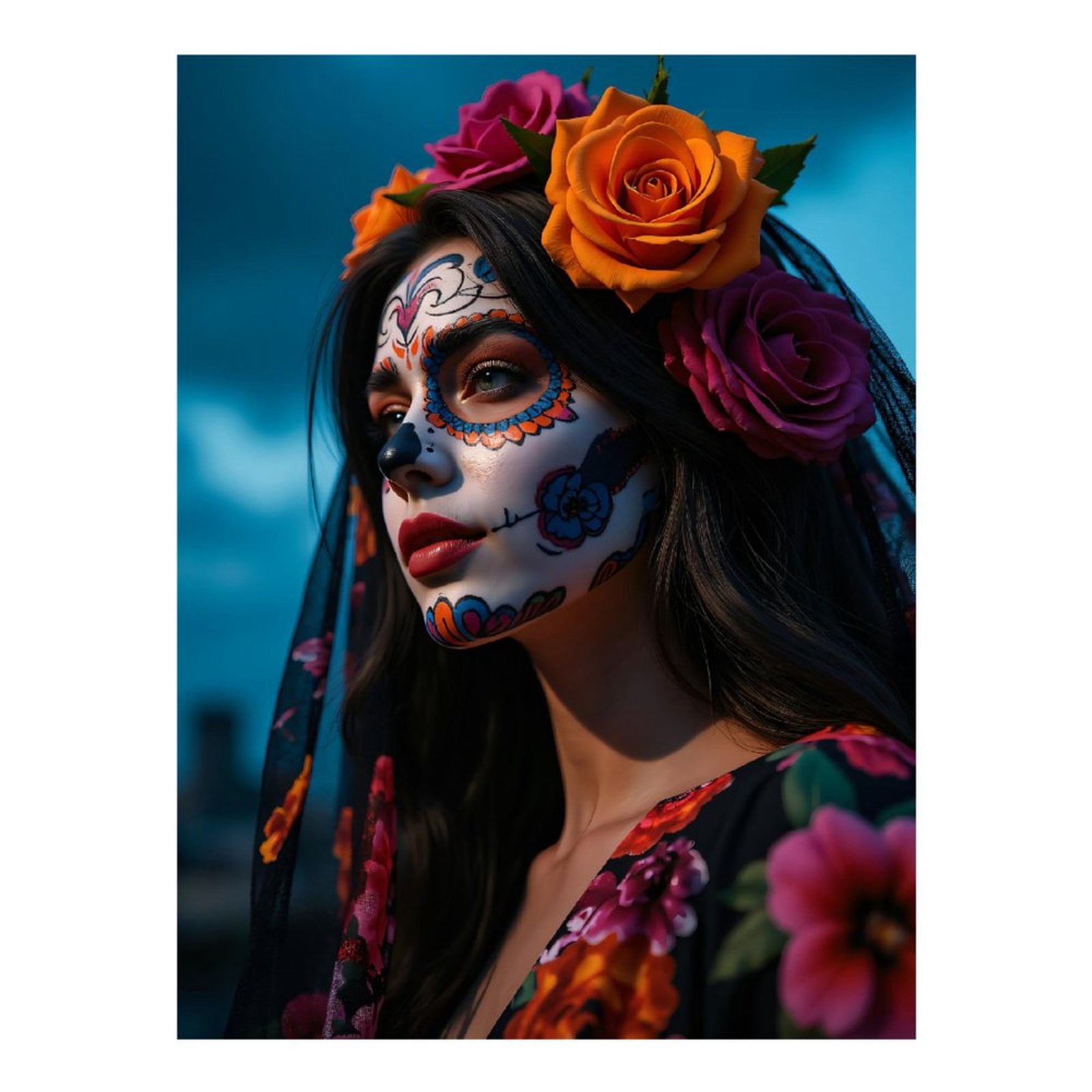 Diamond Art Kits for Adults, Face Paint Floral Headpiece Sky 5D Diamond Painting Kits for Adults Beginners, DIY Full Drill Diamond Painting, Gem Art and Crafts 12x16