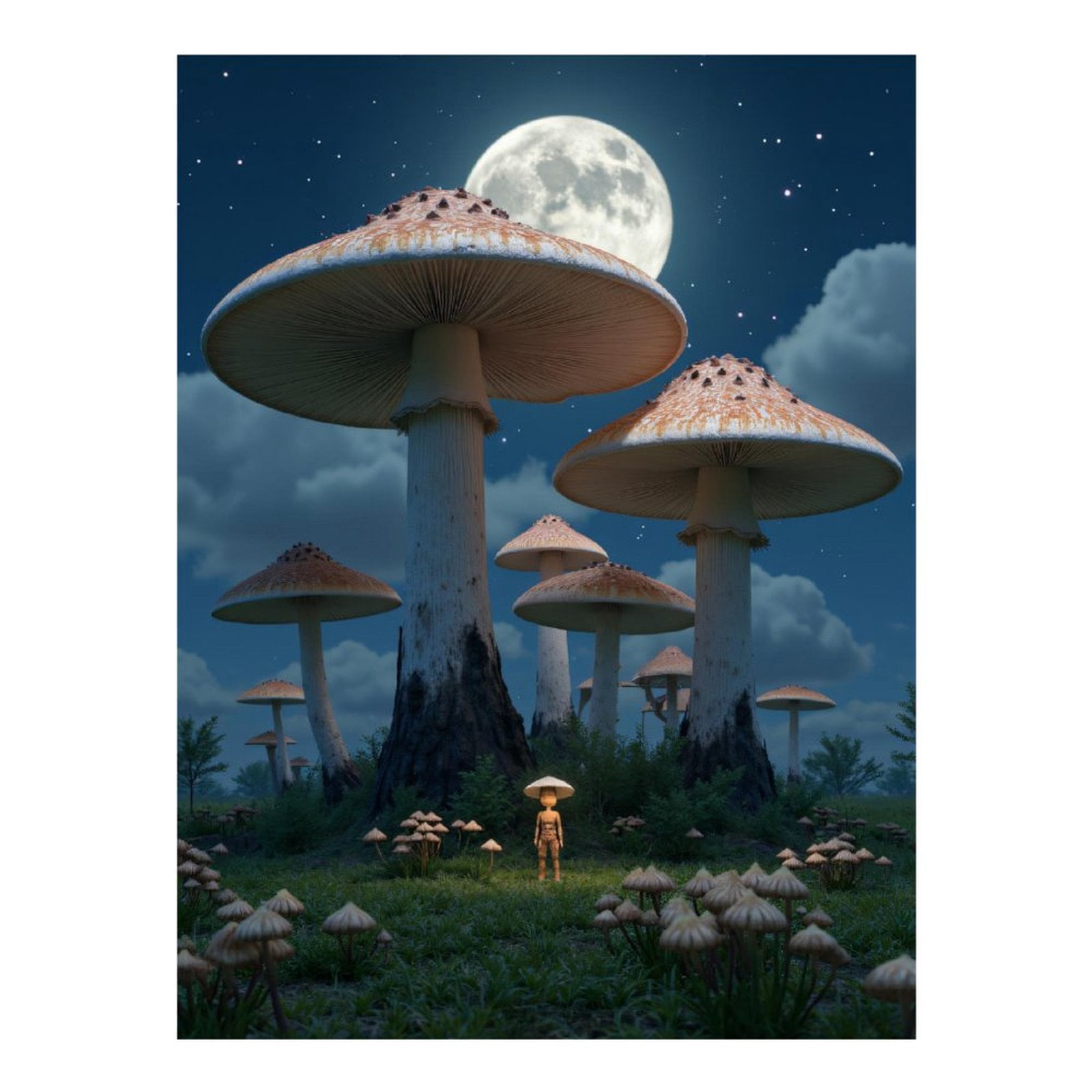 Diamond Art Kits for Adults, Fantasy Night Giant Mushrooms Moon 5D Diamond Painting Kits for Adults Beginners, DIY Full Drill Diamond Painting, Gem Art and Crafts 12x16