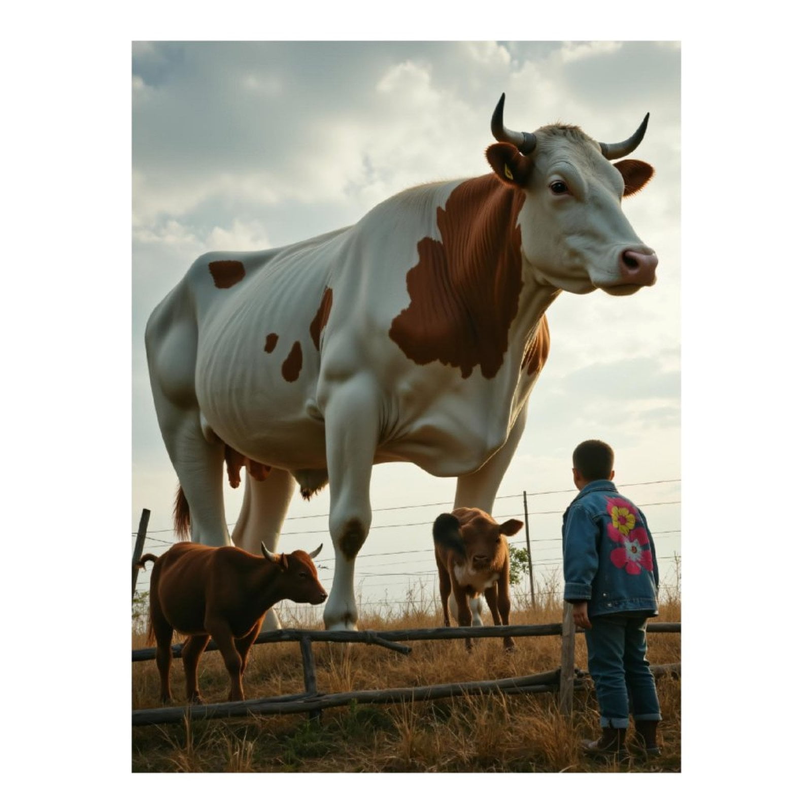 Diamond Art Kits for Adults, Farm Giant Calves Encounter 5D Diamond Painting Kits for Adults Beginners, DIY Full Drill Diamond Painting, Gem Art and Crafts 12x16