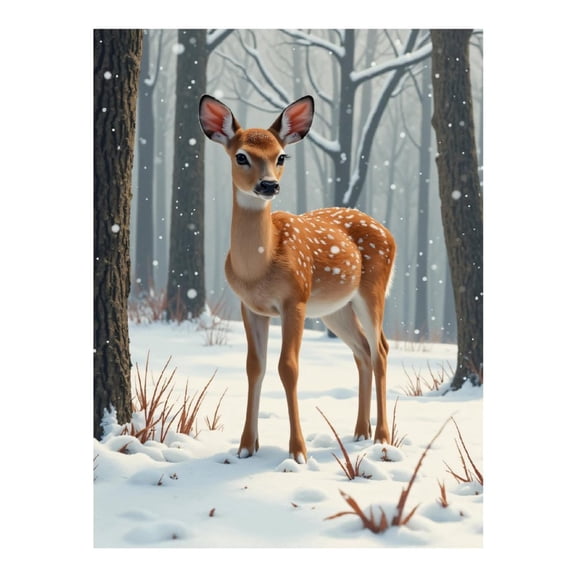 Diamond Art Kits for Adults, Fawn Snowy Forest Winter Scene 5D Diamond Painting Kits for Adults Beginners, DIY Full Drill Diamond Painting, Gem Art and Crafts 12x16