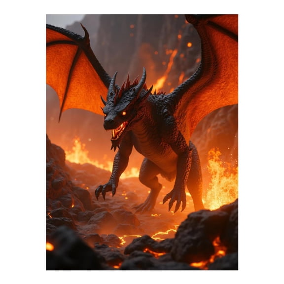 Diamond Art Kits for Adults, Fiery Dragon Erupts Magma Abyss 5D Diamond Painting Kits for Adults Beginners, DIY Full Drill Diamond Painting, Gem Art and Crafts 12x16