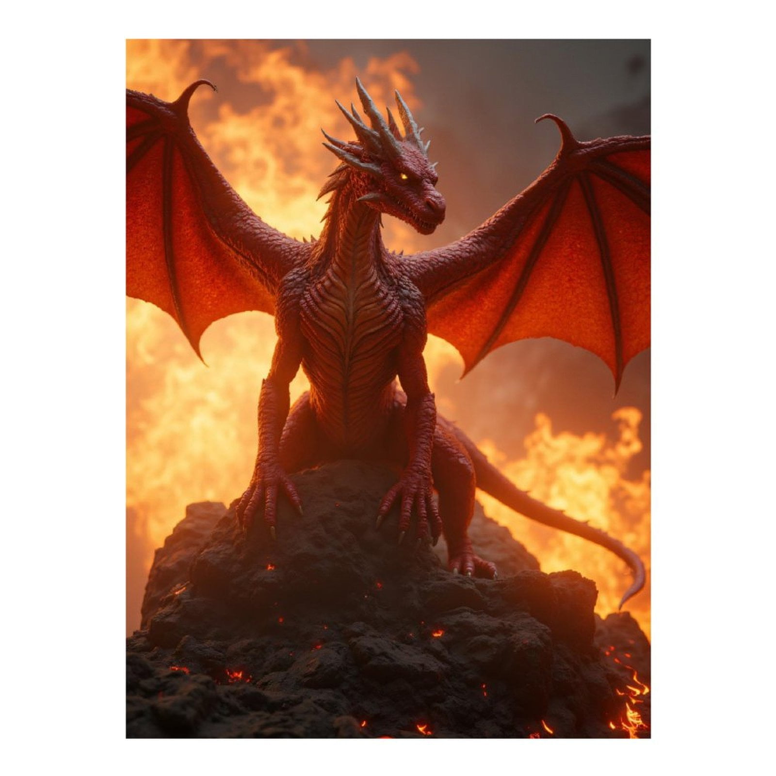 Diamond Art Kits for Adults - Fiery Mythical Dragon On Rock 5d Diamond Painting for Adults, Diamond Art for Adults Beginners, Frameless Diamond Painting Kits for Adults for Home Wall Decor