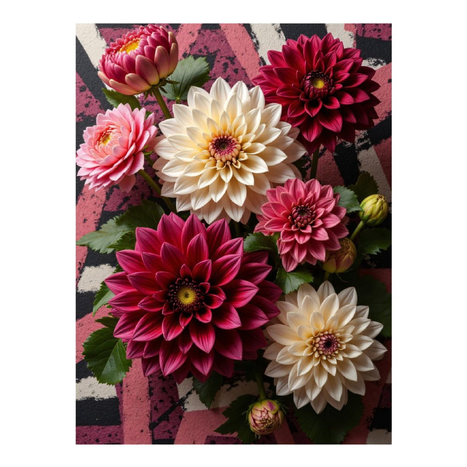 Diamond Art Kits for Adults, Floral Dahlia Bouquet Vibrant Pattern 5D Diamond Painting Kits for Adults Beginners, DIY Full Drill Diamond Painting, Gem Art and Crafts 12x16