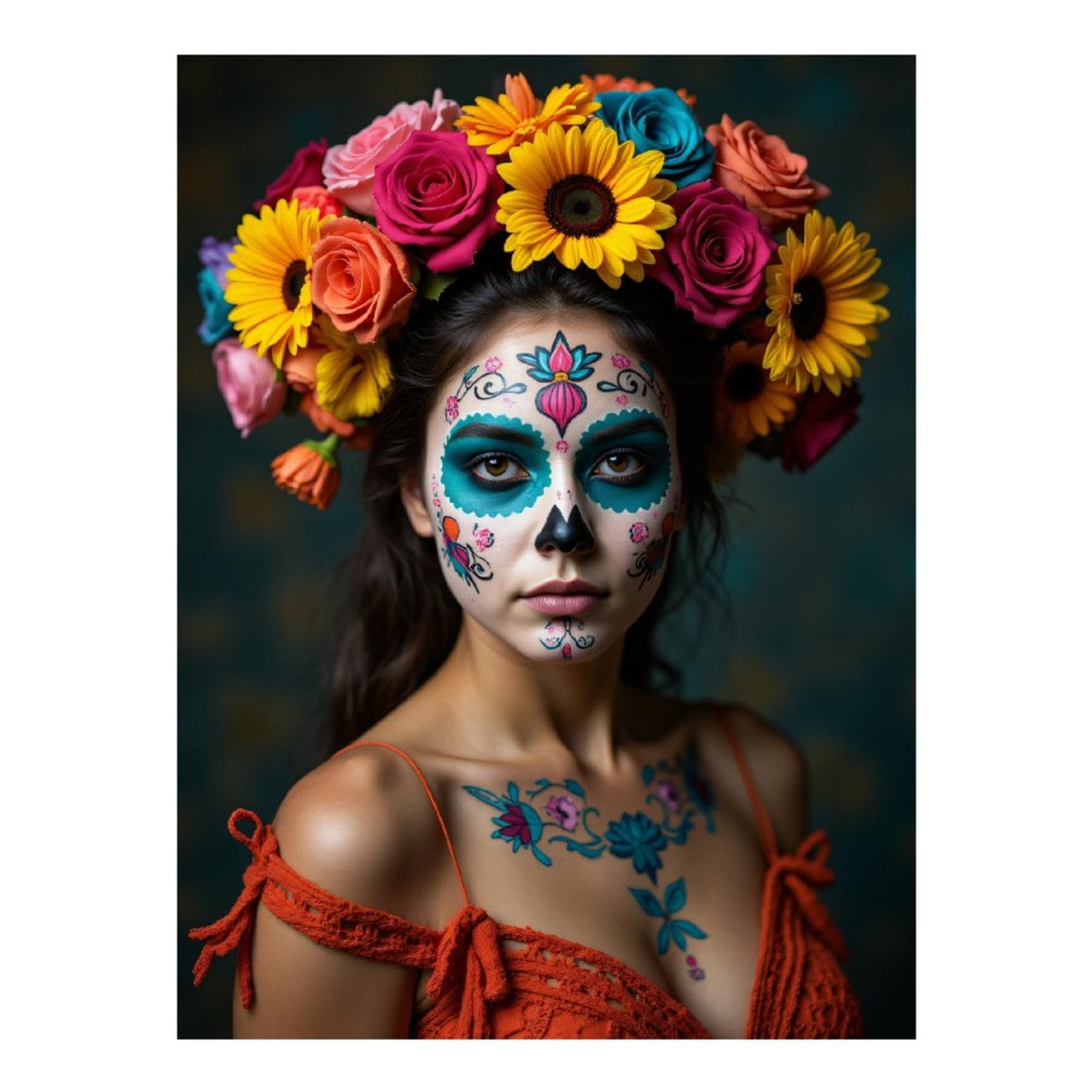 Diamond Art Kits for Adults, Floral Face Paint Vibrant Celebration 5D Diamond Painting Kits for Adults Beginners, DIY Full Drill Diamond Painting, Gem Art and Crafts 12x16