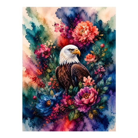 Diamond Art Kits for Adults - Floral Paint Eagle 5d Diamond Painting for Adults, Frameless Diamond Art for Adults Beginners, Diamond Painting Kits for Adults for Home Wall Decor 12x16 In