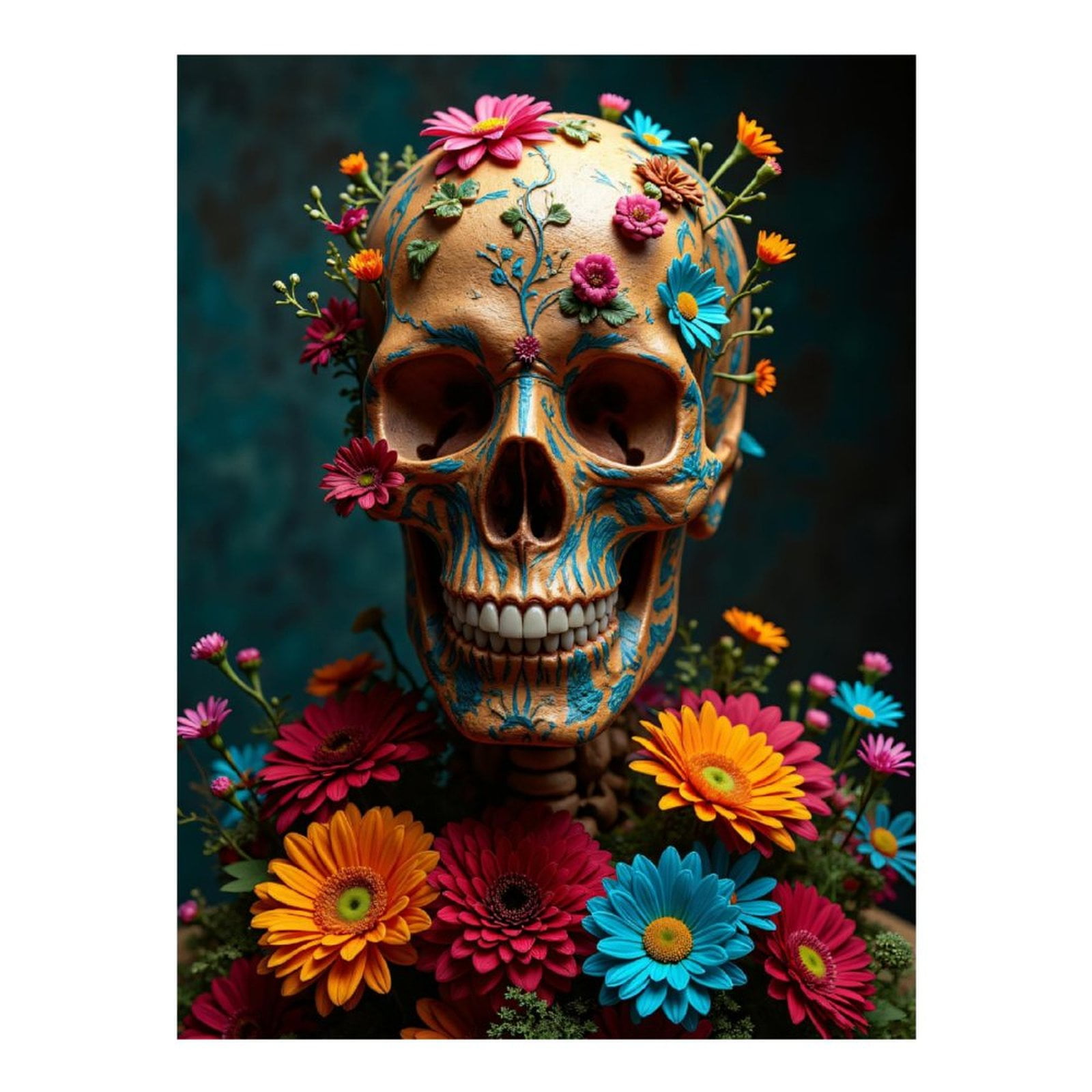 Diamond Art Kits for Adults, Floral Skull Art Vibrant Design 5D Diamond Painting Kits for Adults Beginners, DIY Full Drill Diamond Painting, Gem Art and Crafts 12x16