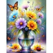 Diamond Art Kits for Adults, Flower in a Bottle 5D Diamond Painting Kits for Beginners, Full Round Drill Dot DIY Gem Art Crafts for Home Decor 12x16Inches