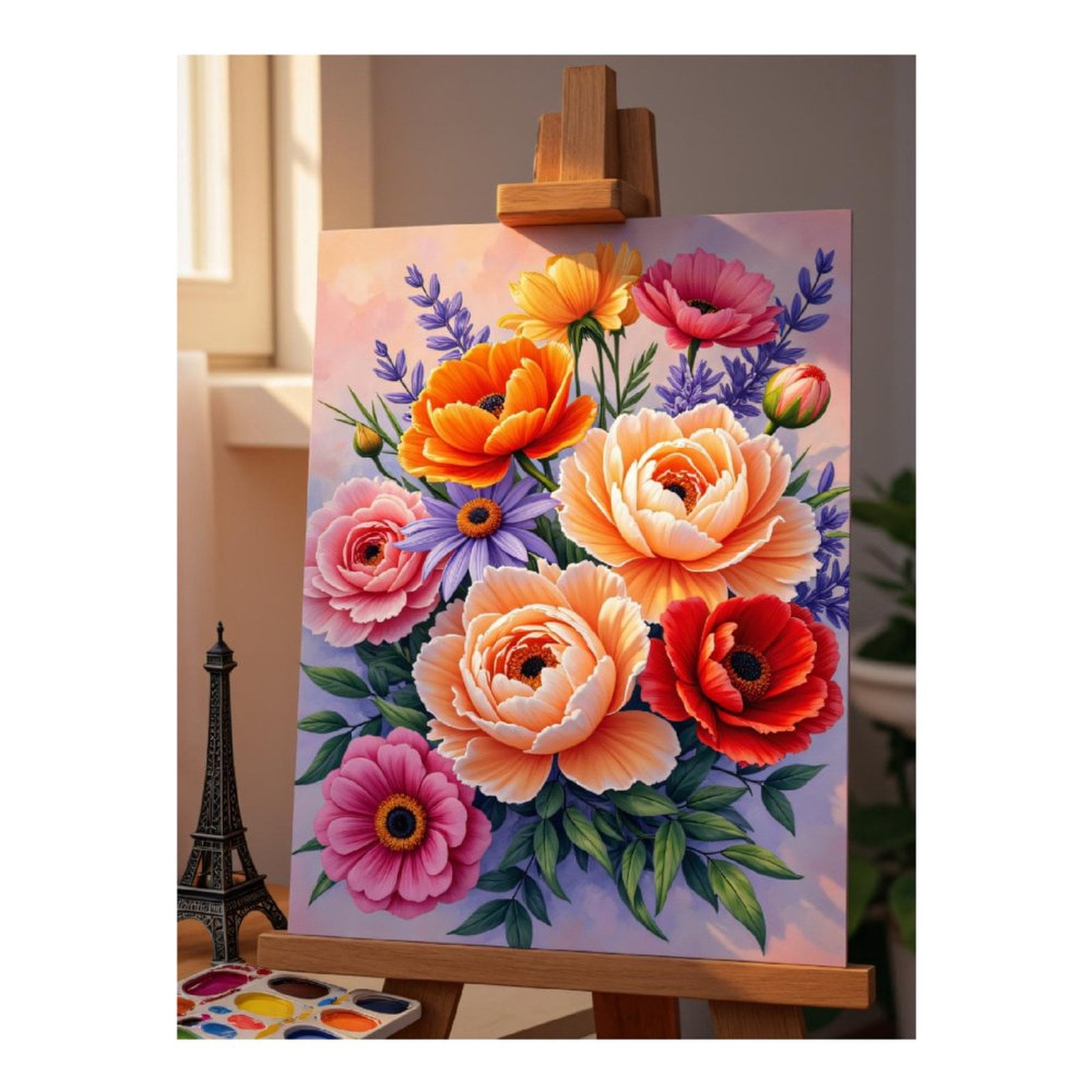 Diamond Art Kits for Adults - Flowers Painting Bright Art Canvas 5d Diamond Painting for Adults, Diamond Art for Adults Beginners, Frameless Diamond Painting Kits for Adults for Home Wall Decor