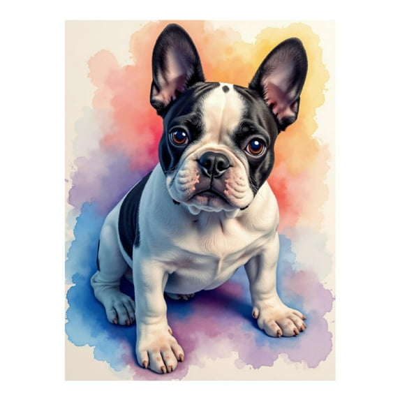 Diamond Art Kits for Adults, French Bulldog Watercolor Portrait 5D Diamond Painting Kits for Adults Beginners, DIY Full Drill Diamond Painting, Gem Art and Crafts 12x16