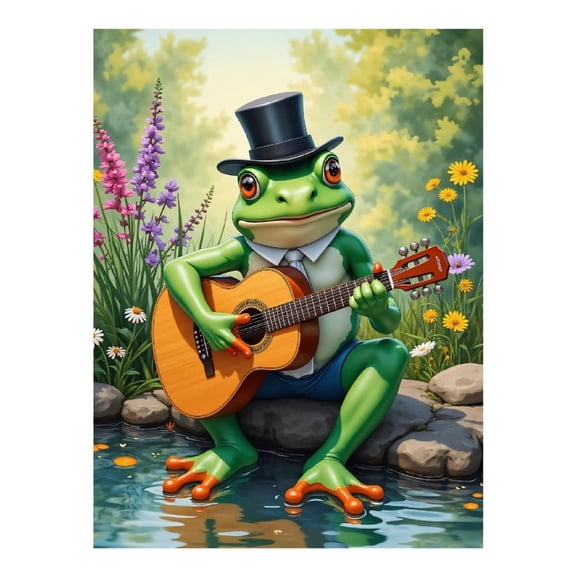 Diamond Art Kits for Adults, Frog Playing Guitar In Nature 5D Diamond Painting Kits for Adults Beginners, DIY Full Drill Diamond Painting, Gem Art and Crafts 12x16