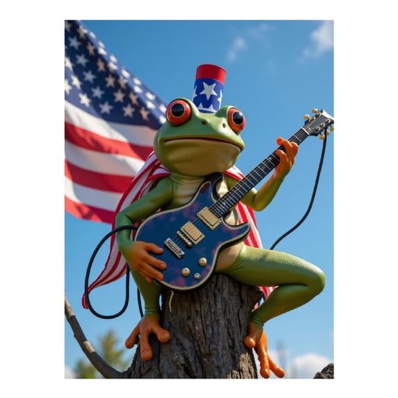 Diamond Art Kits for Adults, Frog Playing Guitar Patriotic Style 5D Diamond Painting Kits for Adults Beginners, DIY Full Drill Diamond Painting, Gem Art and Crafts 12x16
