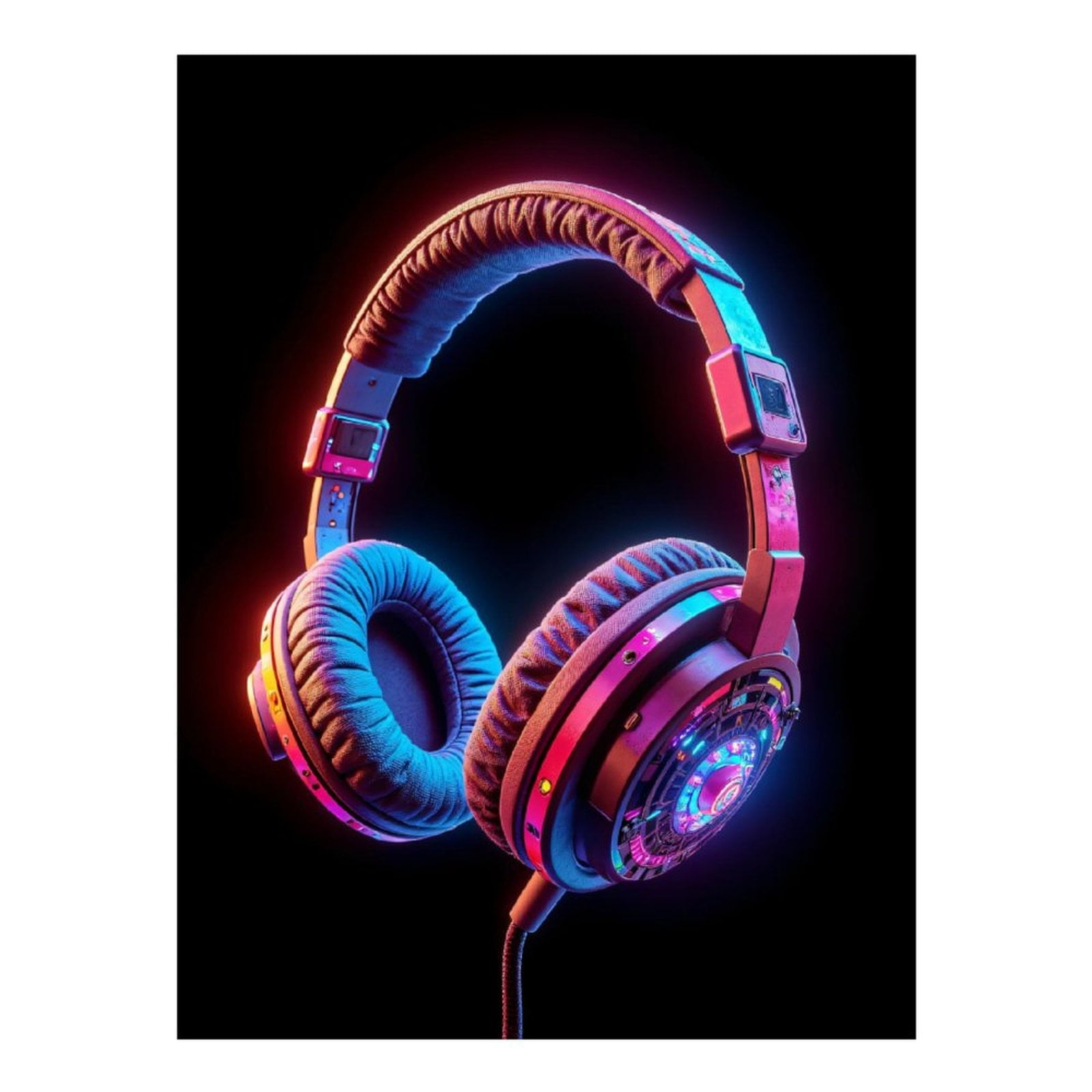 Diamond Art Kits for Adults, Futuristic Neon Glow Headphones 5D Diamond Painting Kits for Adults Beginners, DIY Full Drill Diamond Painting, Gem Art and Crafts 12x16