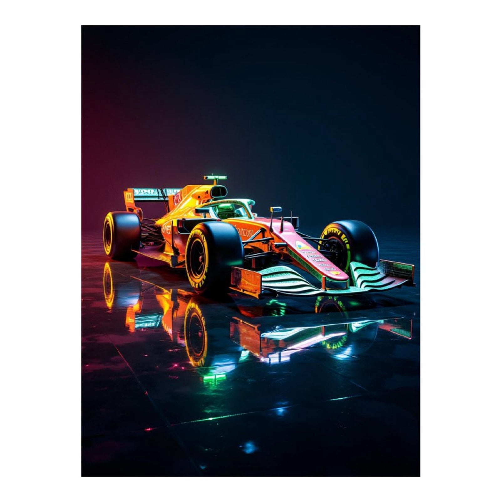 Diamond Art Kits for Adults, Futuristic Neon Racing Car Reflection 5D Diamond Painting Kits for Adults Beginners, DIY Full Drill Diamond Painting, Gem Art and Crafts 12x16