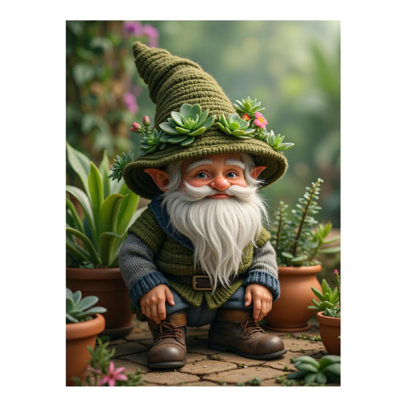 Diamond Art Kits for Adults, Garden Gnome Greenery Charm 5D Diamond Painting Kits for Adults Beginners, DIY Full Drill Diamond Painting, Gem Art and Crafts 12x16